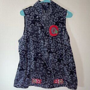Basic Edition Vest Ohio State Buckeye Full Zip Fleece Cheetah Print Mockneck OSU
